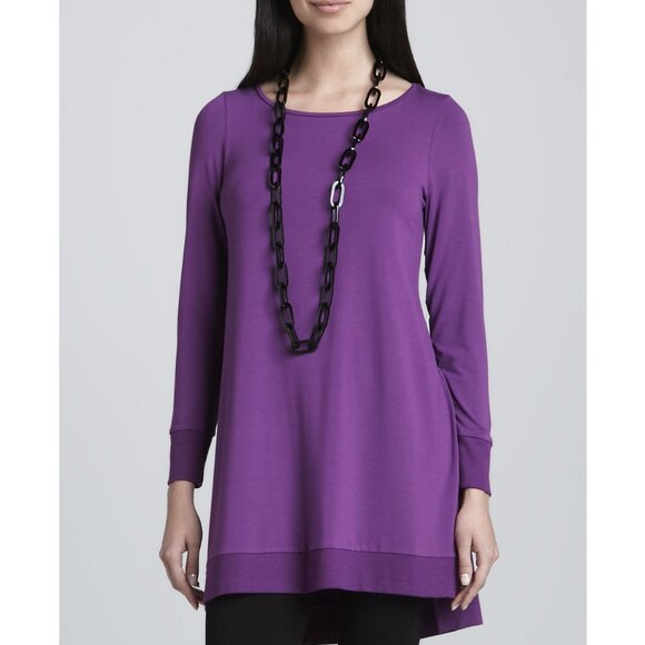 Eileen Fisher NWOT - Bateau Neck Layering Dress in Viscose Jersey, Black, Med - Picture 4 of 10